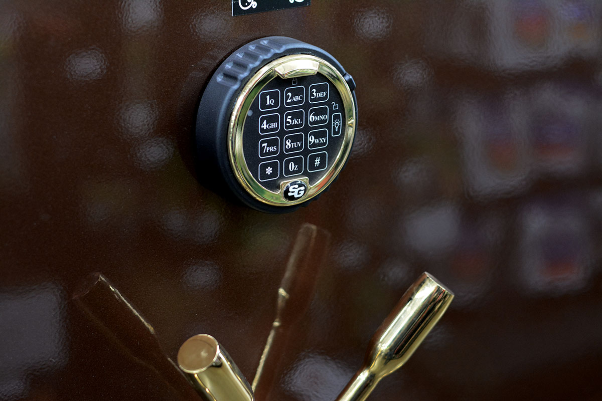 The Sargent and Greenleaf lock is made in the U.S. and is generally offered on higher-quality safes.